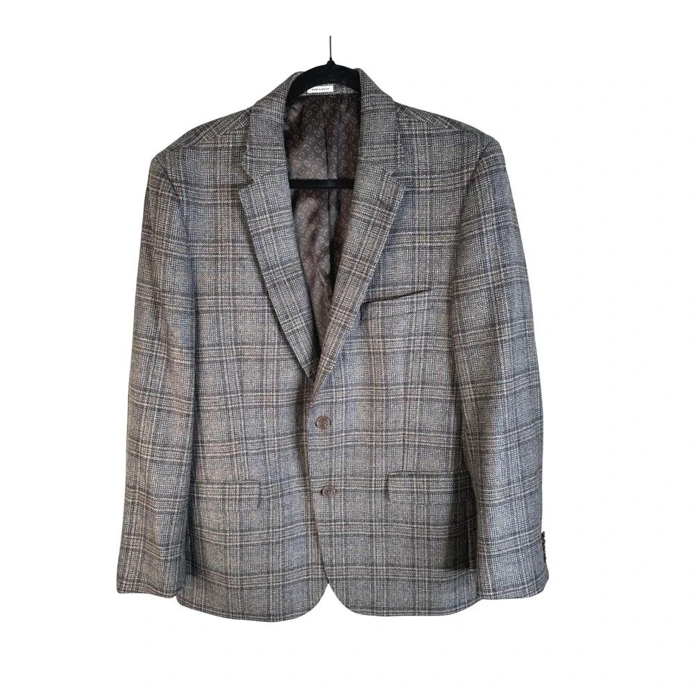 Joseph Abboud Mens Brown Plaid Lanificio di Pray Wool Blazer Sport Coat 40R
